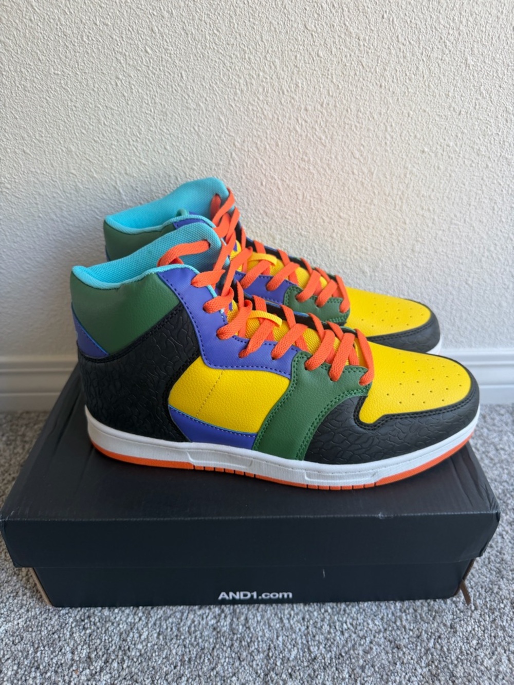 And1 Slam Mid TPR- Black, Vibrant Yellow, Fairway- Size 9 New in Box!